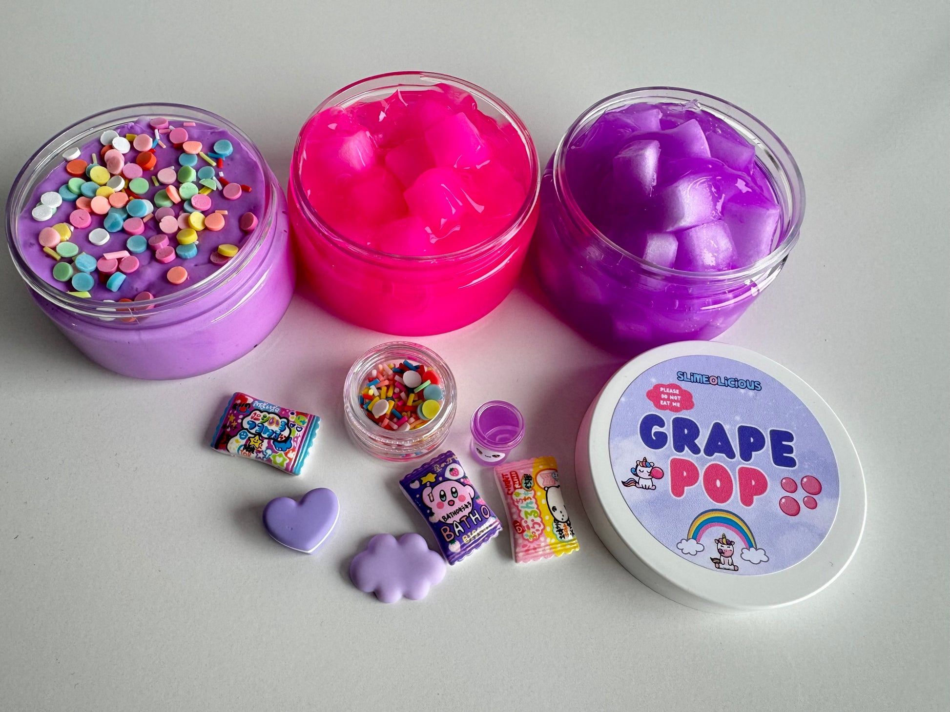 Handmade Grape Pop Slime with a vibrant purple and pink colour. Made in Australia 