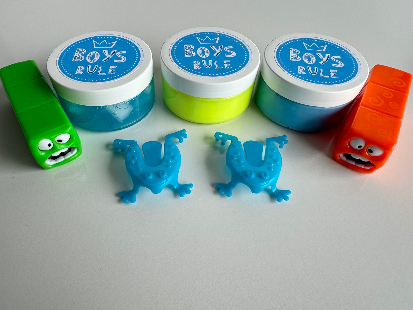 Blue and Green slime kit perfect for boys. Squishy and Stretchy slime 